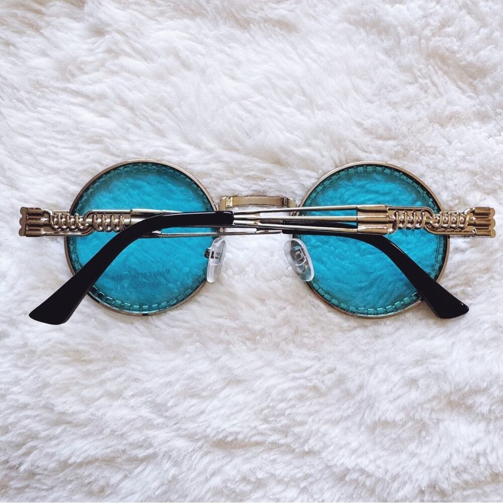 Kate Clear Blue Round Sunglasses - Picture 12 of 15